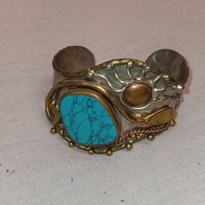 VTG Turquoise copper & brass Women's Cuff Bracelet